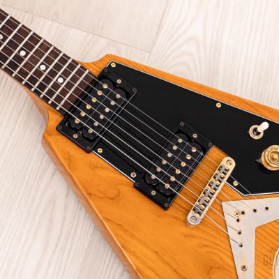 1977 Greco FV-900 Flying V Vintage Guitar Natural, Near-Mint w/ Case, Japan Fujigen, Rocket Roll Sr image 7