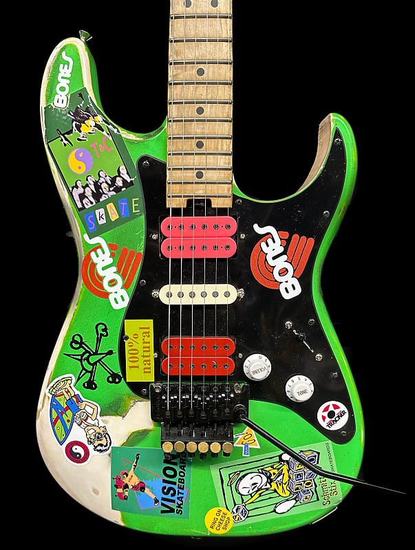 Charvel steve vai Green Meanie風MOD Charvel Pro Mod Steve Vai style Green Meanie - Green, White