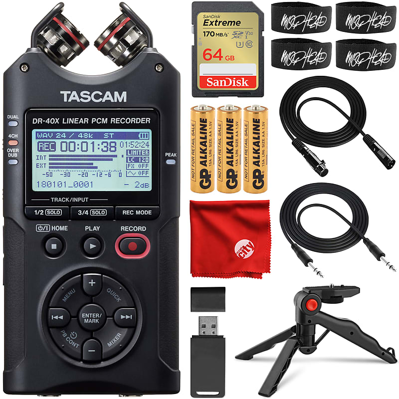 Tascam DR40X Handheld Portable Audio Recorder USB Interface Reverb