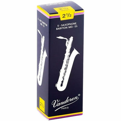 Vandoren SR2425 Baritone Sax 2.5 Strength Traditional Saxophone Reeds Box of 5