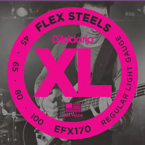 D'Addario EFX170 FlexSteels Long Scale Bass Guitar Strings, Light Gauge