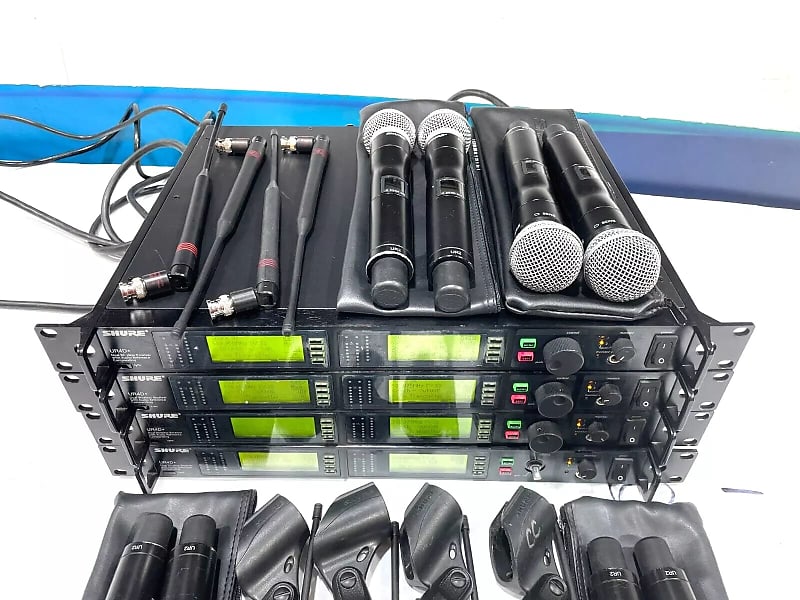 Shure UR4D+ Dual Wireless Receiver W/(2)URUR2 Handheld Transmitters #2416 (One)THS image 1