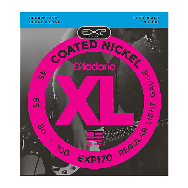D'Addario EXP170 Coated Bass Guitar Strings Light 45-100 Long Scale image 1