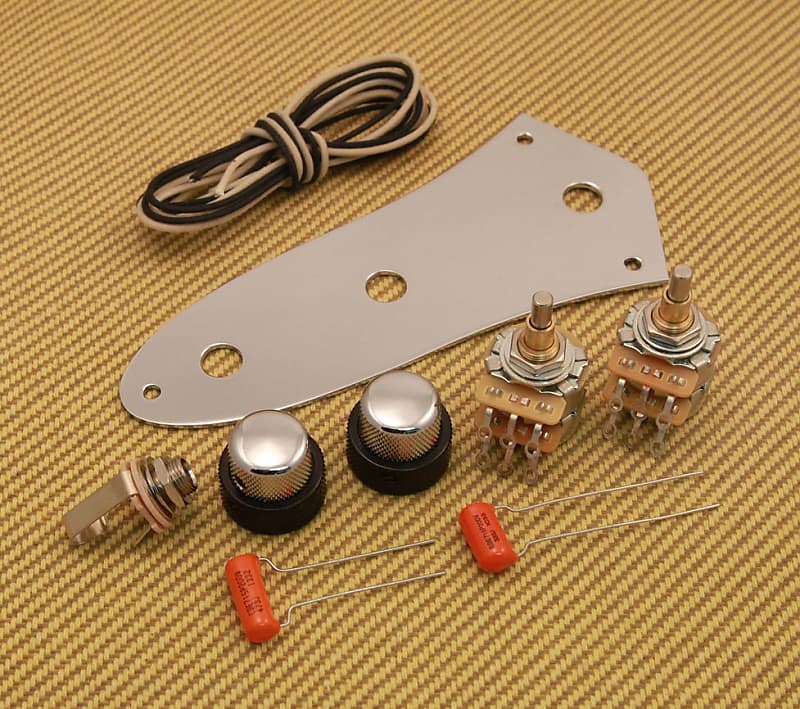 SKB-KIT Stack Knob Control Assembly Kit for Fender '62 J Jazz Bass  Chrome Control Plate image 1