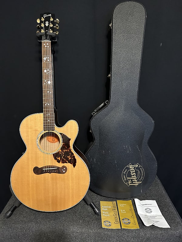 Gibson J-180 EC “Stars” Acoustic/Electric Guitar 1999 Rare w/ Hard