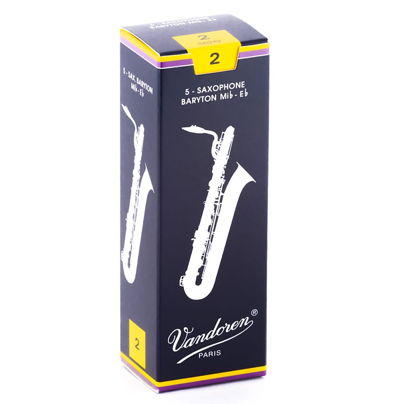 Vandoren SR242 Baritone Sax 2 Strength Traditional Saxophone Reeds Box of 5 image 1