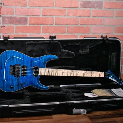Jackson USA Custom Shop SLAT 1H FR Master-Built by “Metal” Joe Williams Arched Flame Top Blue on Black 2022 w/OHSC image 2