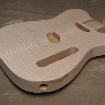Unfinished Telecaster Body Book Matched Figured Flame Maple Top 2 Piece Alder Back Chambered, Standard Tele Pickup Routes 3lbs 14.5oz! image 10