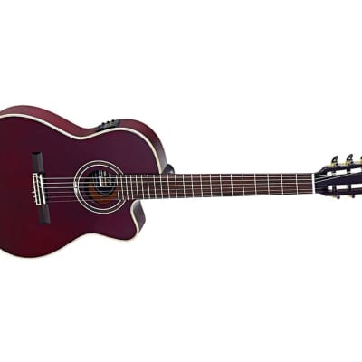 Ortega Guitars RCE138-T4STR Feel Series Slim Neck A/E Nylon - Stained Red image 4