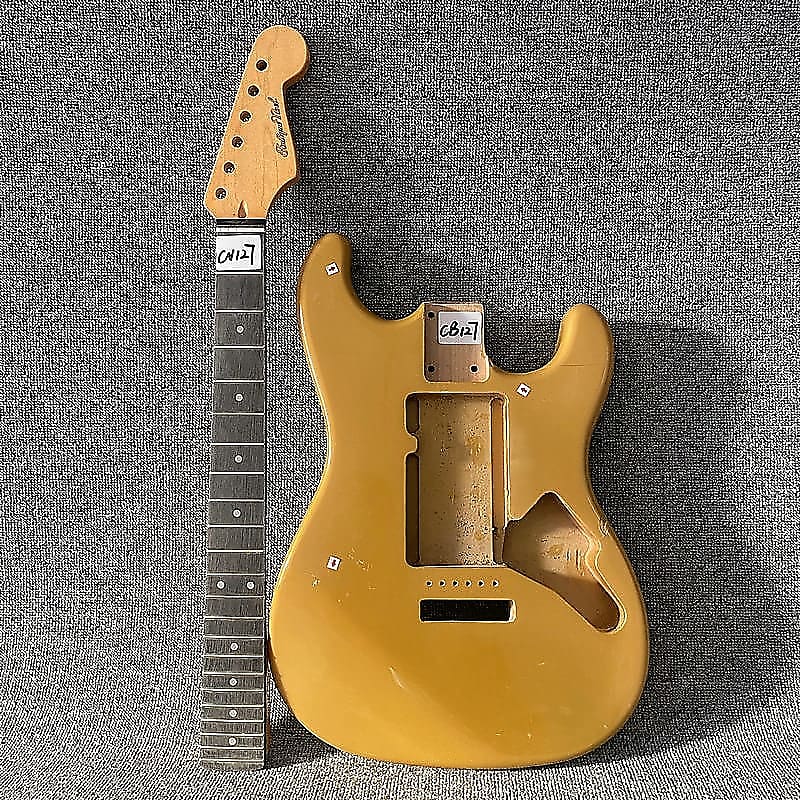 Gold Basswood Stratocaster Strat Style Guitar Body with Maple Reverb