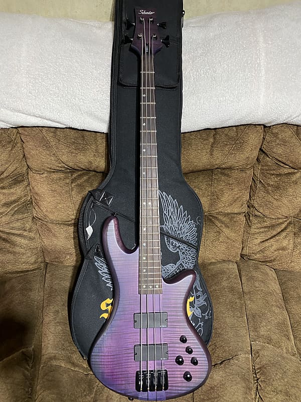 Schecter Stiletto Studio-4 Trans Purple Burst Upgraded EMG Pickups & Gig Bag