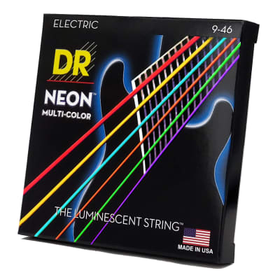DR Strings Hi-Def Neon Multi-Color Colored Electric Guitar Strings: Light To Medium 9-46 image 3