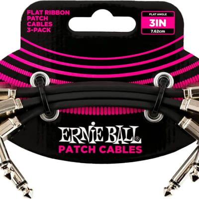 Ernie Ball 3 inch Flat Ribbon Patch Cable 3-Pack Black image 1