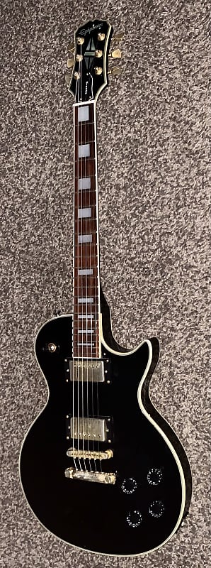 Epiphone Les Paul Custom Ebony black and gold electric guitar ohsc image 1
