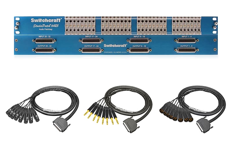 Switchcraft StudioPatch 6425 TT Patchbay | 8 Custom 15ft. Standard Mogami Cables image 1