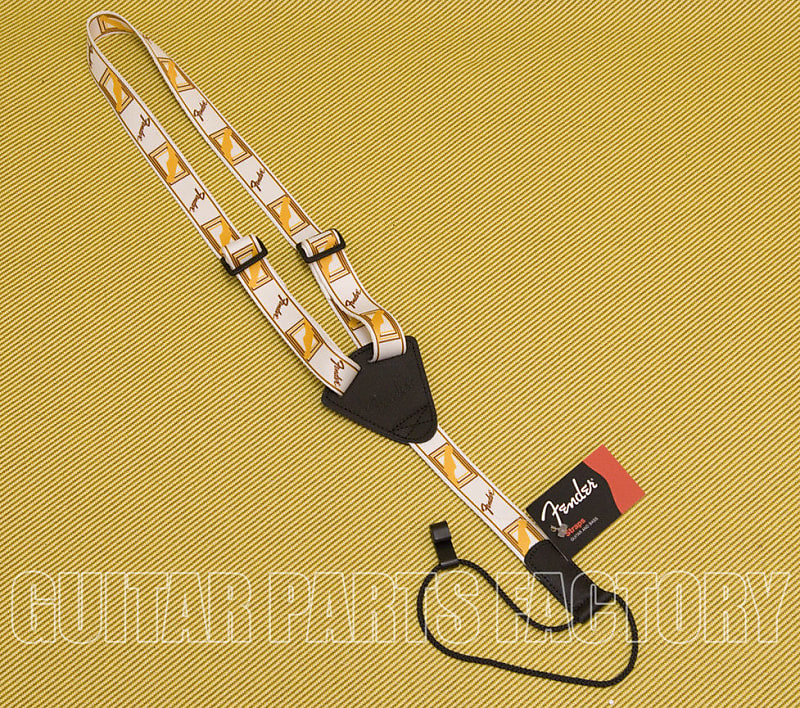 099-0630-004 Fender Monogrammed Uke Ukulele Strap White Brown Yellow image 1