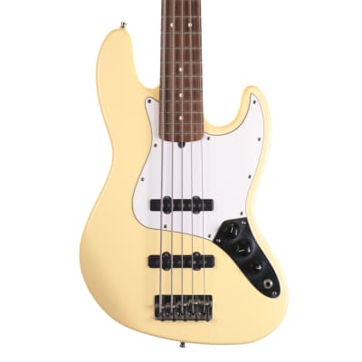 Fender American Standard Jazz Bass V, Vintage White with Hard Case for sale