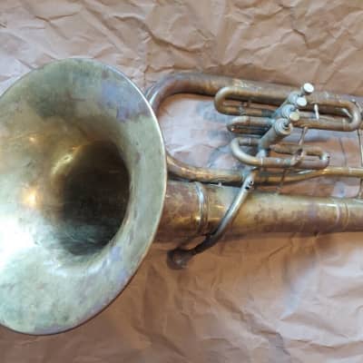 Conn brass baritone horn, USA, Fair condition, with mouthpiece image 21