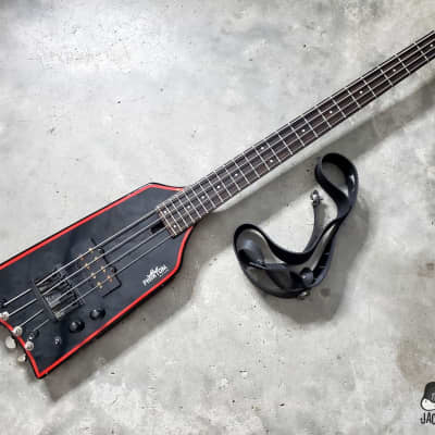RARE: Phantom Guitarworks HBBR-BR Batmobile Surf Stick Electric Bass (1980s, Black/Red) image 3
