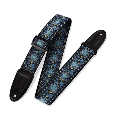 Levys 2 Inch 60's Hootenanny Jacquard Weave Guitar Strap Floral Blue Yellow image 1