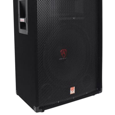 (2) Rockville RSG15.4 15" PA Speakers + Rockville RPA9 Amp + Stands+Cables+Case image 3
