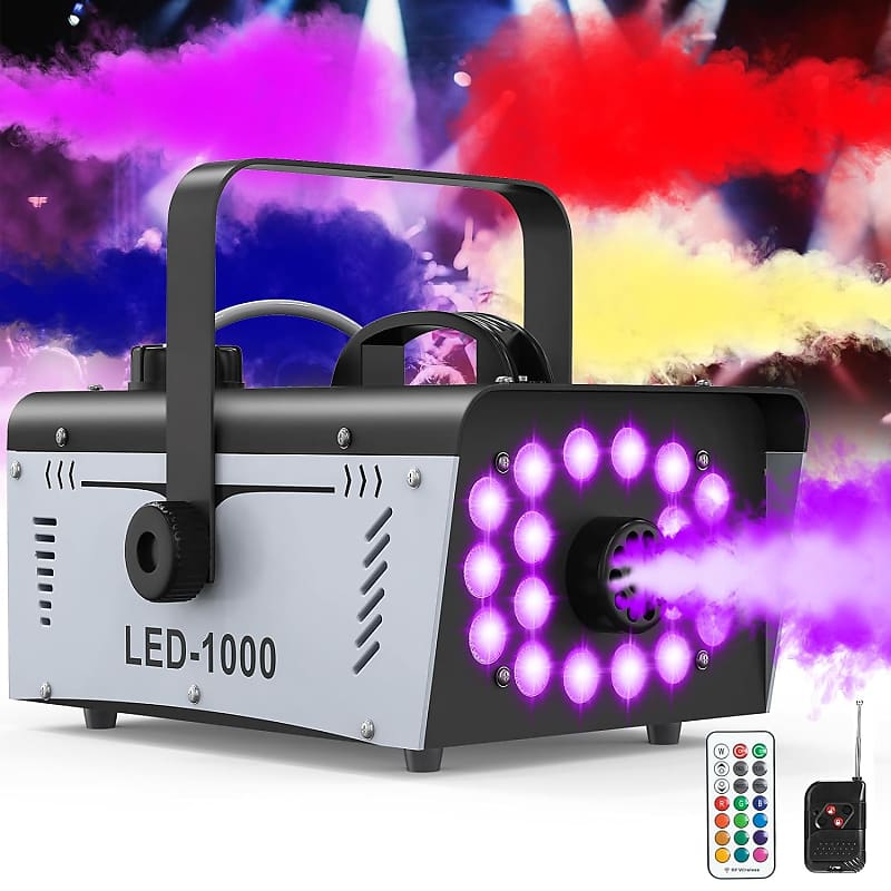 Fog Machine Halloween Outdoor With 18 Led Lights, Smoke Reverb