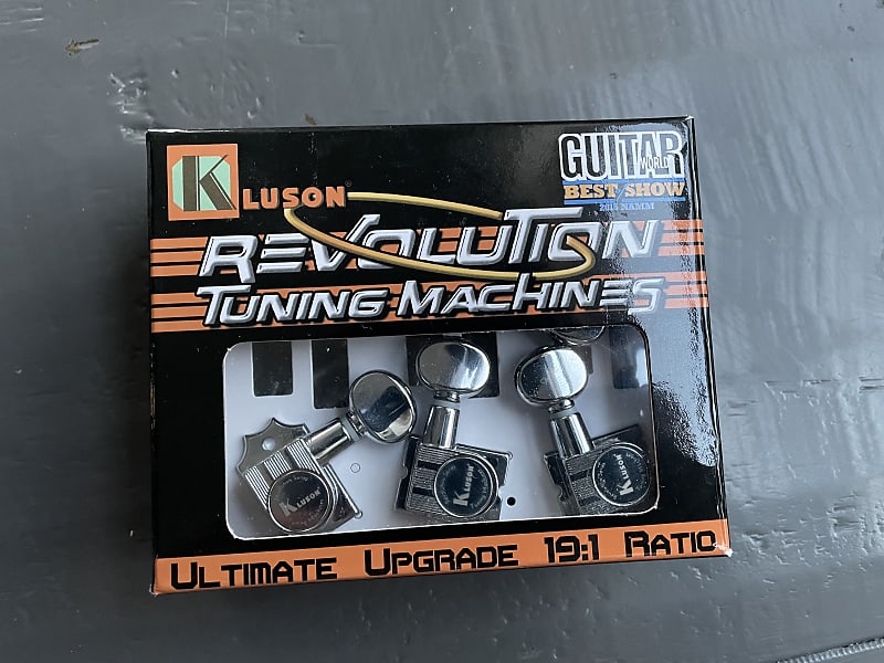Kluson Revolution 19:1 ratio tuners chrome H mount fits Fender Strat & Tele KRH-6BX-C image 1