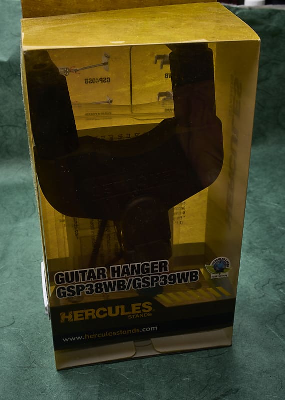 Hercules GSP38WB Auto Grip Short Arm Guitar Wall Hanger with Wooden Base 2010s - Natural/Black image 1