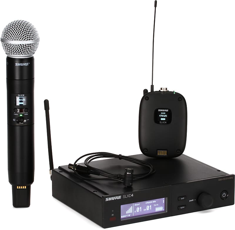 Shure SLXD124 85 Combo Wireless Handheld and Lavalier Microphone