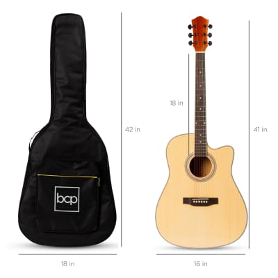 Best Choice Products Full Size Beginner Acoustic Guitar Set with Case, Strap, Capo - 41in-Dark Brown image 14