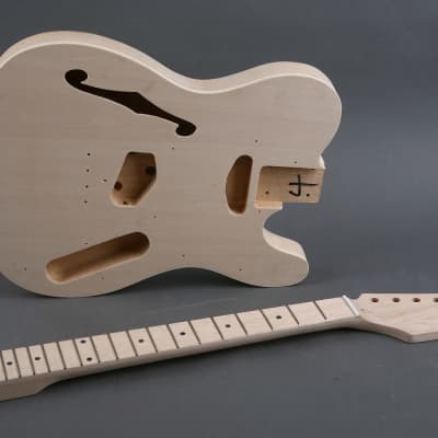 Unbranded Tele Thinline Style Semi Hollow Body Electric Guitar DIY Kit Natural Unfinished image 4