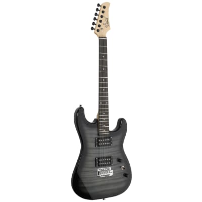 Glarry GST Stylish H-H Pickup Tiger Stripe Electric Guitar Kit with 20W AMP, Bag, Guitar Strap 2020s -Black image 8