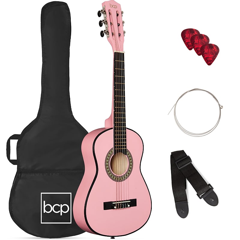 Best Choice Products Kids Acoustic Guitar Beginner Starter Kit with Carrying Case - 30in-Pink image 1