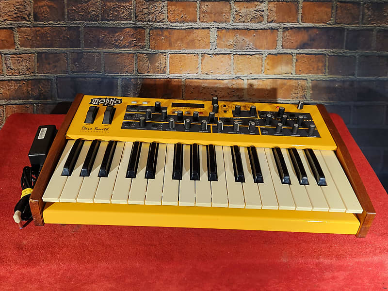 Dave Smith Instruments Mopho 32-Key Monophonic Synthesizer Yellow & Wood Sides w/ Power Supply image 1