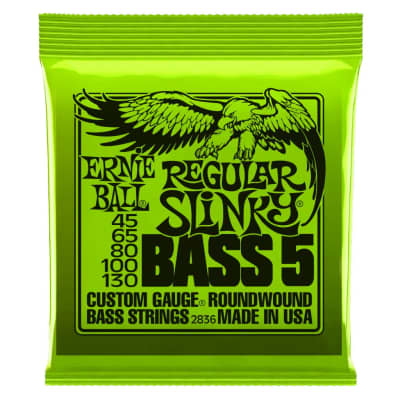 Ernie Ball 2836 Regular Slinky 5-String Bass Set, Long Scale 45-130 image 2