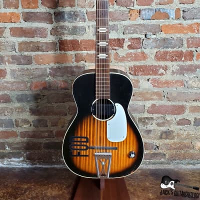 Harmony "FOD" Green Day Inspired Stella Parlor Acoustic Guitar w/ Goldfoil Pickup (1960s, Sunburst) image 2