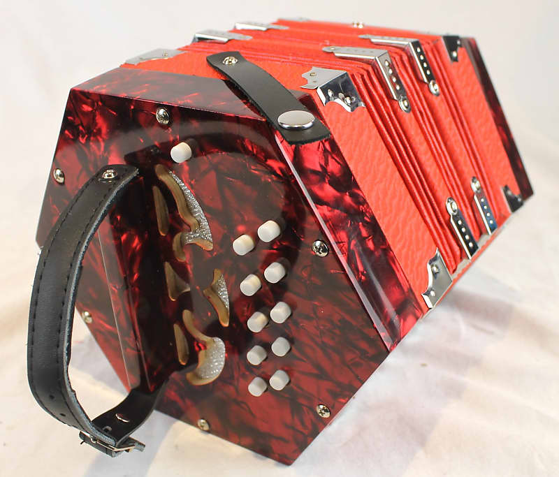 NEW Red Pearl Italian Anglo Concertina GC 20 Button image 1