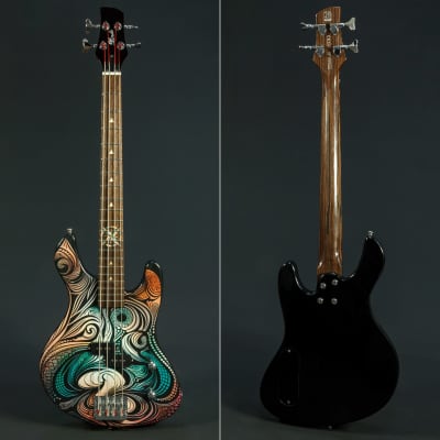 Lindo Sahara Electric Bass Guitar (30" Short Scale) | Nautical Star 12th Fret Inlay - Graphic Art Finish | 20th Anniversary Special Edition image 4