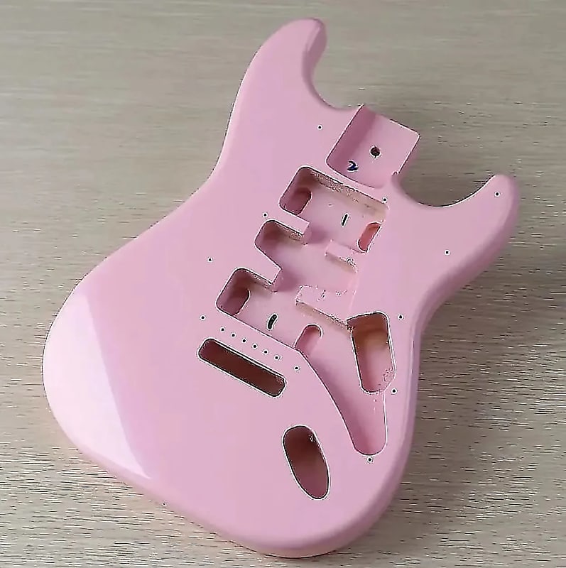 Pink Glossy Finish Poplar Wood Guitar Strat Style Body | Reverb