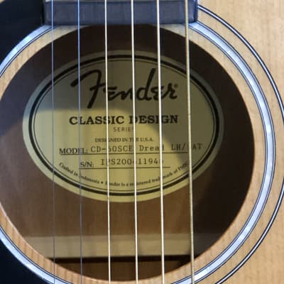 Fender CD60-SCE LH, Left-Handed Acoustic/Electric Guitar image 2