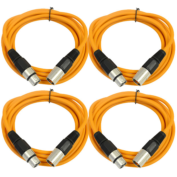 Seismic Audio SAXLX-10-4ORANGE XLR Male to XLR Female Patch Cables - 10' (4-Pack) image 1