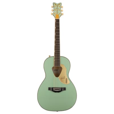 Gretsch G5021E Rancher 6-String Right-Handed Penguin Parlor Acoustic-Electric Guitar with Laminated Maple Body and Gloss Finish (Mint Metallic) for sale