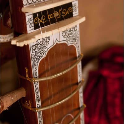 Sitar Package Includes: Standard Sitar w/ Soft Padded Case (Light) + Chromatic Clip-on Tuner + Mizra image 5
