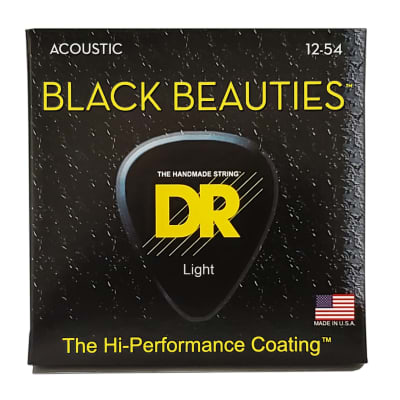 DR Strings Black Beauties Black Colored Acoustic Guitar Strings: Light 12-54 image 5