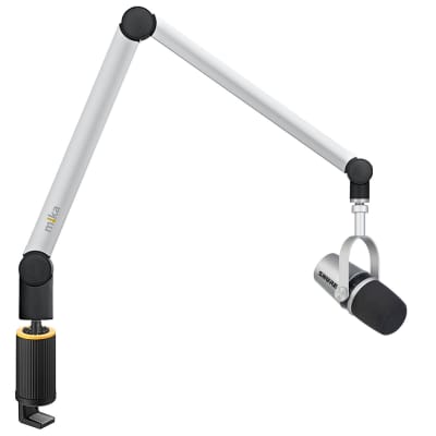 Yellowtec Bundle | Aluminum Microphone Arm M w/ Table Clamp and MV7-S Dynamic Microphone (Silver) image 1