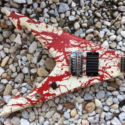 Damien Eagle V style custom guitar 2012 white/blood spatter image 1