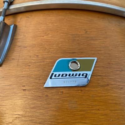 Ludwig 3ply Maple Thermogloss 24x14 Bass Drum with Blue/Olive badge and Rail Consolette FREE CASE image 8