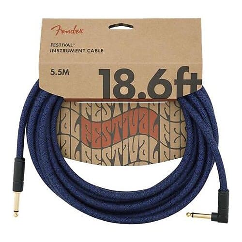 Fender Festival Hemp Instrument Cable 18.6' Straight / Angle - Blue Dream image 1