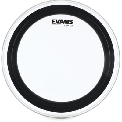 Evans EMAD Clear Bass Drum Batter Head - 16 inch  Bundle with Evans PB2 Double Bass Drum Patch (pair) - Black Nylon image 3