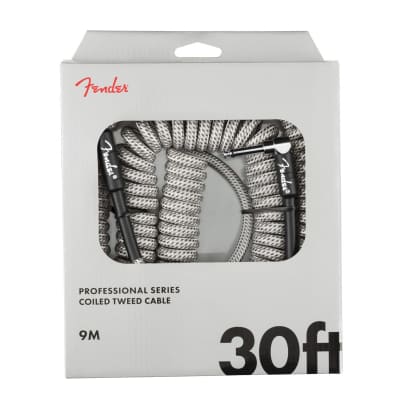 Fender Professional Series 30ft White Tweed Coil Guitar Cable for sale